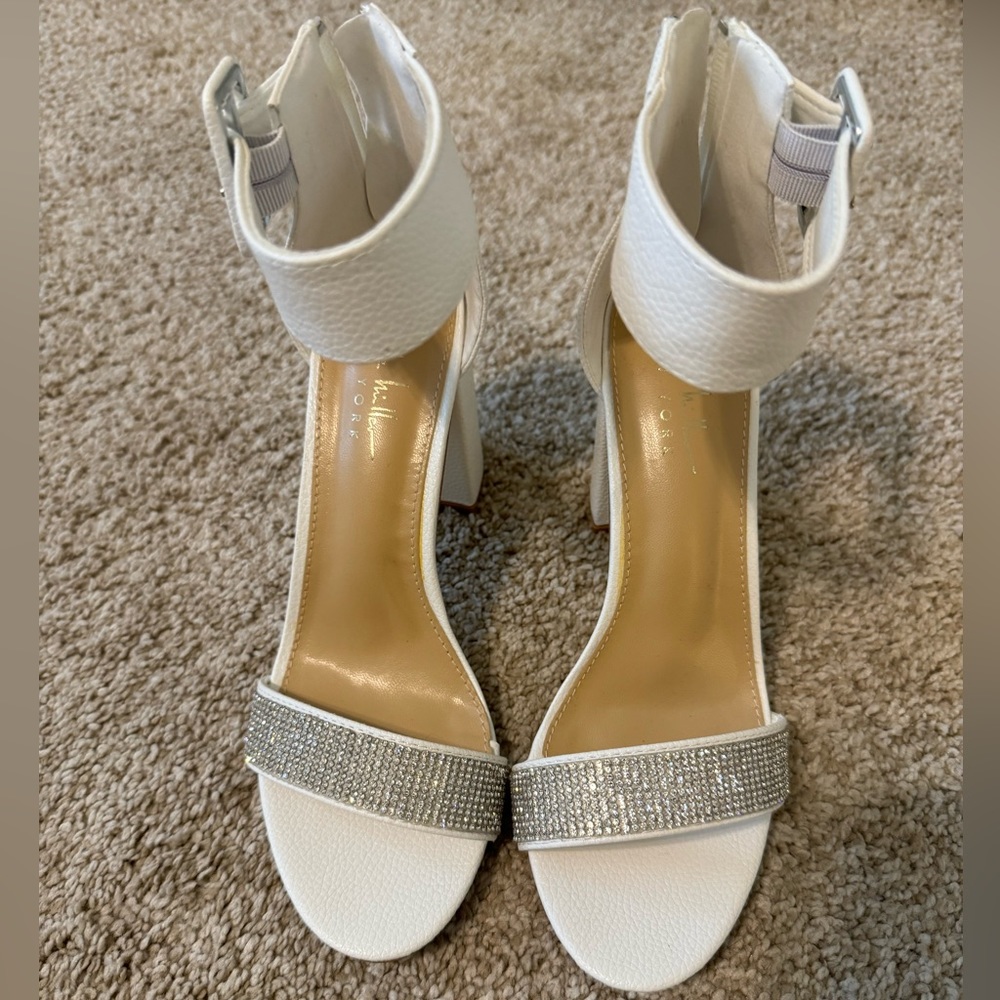 White Rhinestone High Heels Size 8